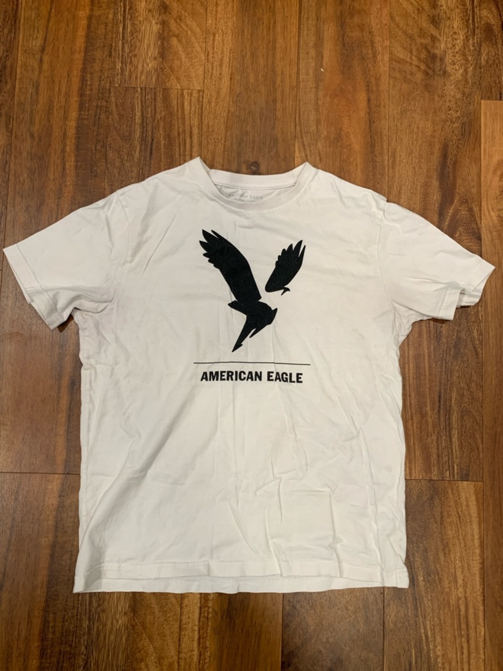 American Eagle Outfitters White T-Shirt with Black Eagle Graphic
